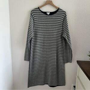 J. Jill Reversible Mid-Weight Knit Dress Long Sleeve Fall Black Striped Large